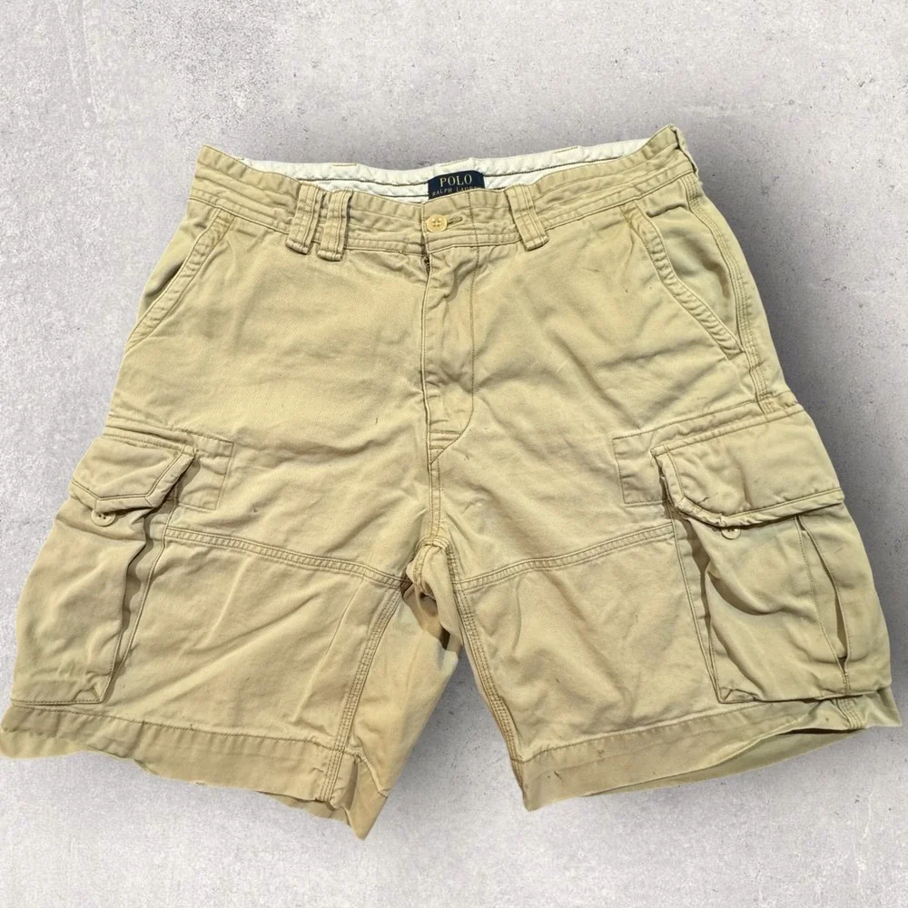 Polo Ralph Lauren Cargo Shorts Distressed Paint Marks Men's 34 Classic Chino